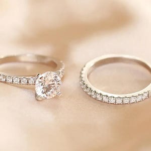 Dainty Diamond Ring Set by Siréa Minimalist • Set of 2 Dainty Gemstone Stacking Rings • Bridesmaid Gift for Her • Jewelry for Mother's Day