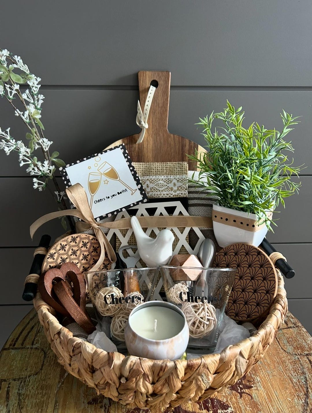 Bougie Couples Gift, Charcuterie Items, Blanket, Plant, Newlywed and ...