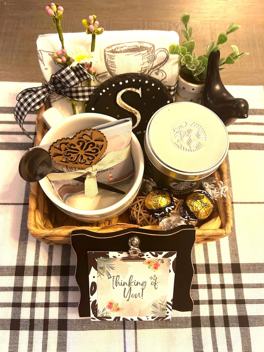 Starbucks Coffee Gift Basket, Monogram Coaster, Tea Mug