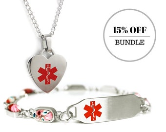 Millefiori Glass White, My Identity Doctor Pre-Engraved /& Customizable Lap Band Medical Bracelet Pattern