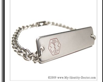 Customized White Pre-Engraved /& Customized Gastric Bypass Medical Bracelet My Identity Doctor Red Millefiori Glass