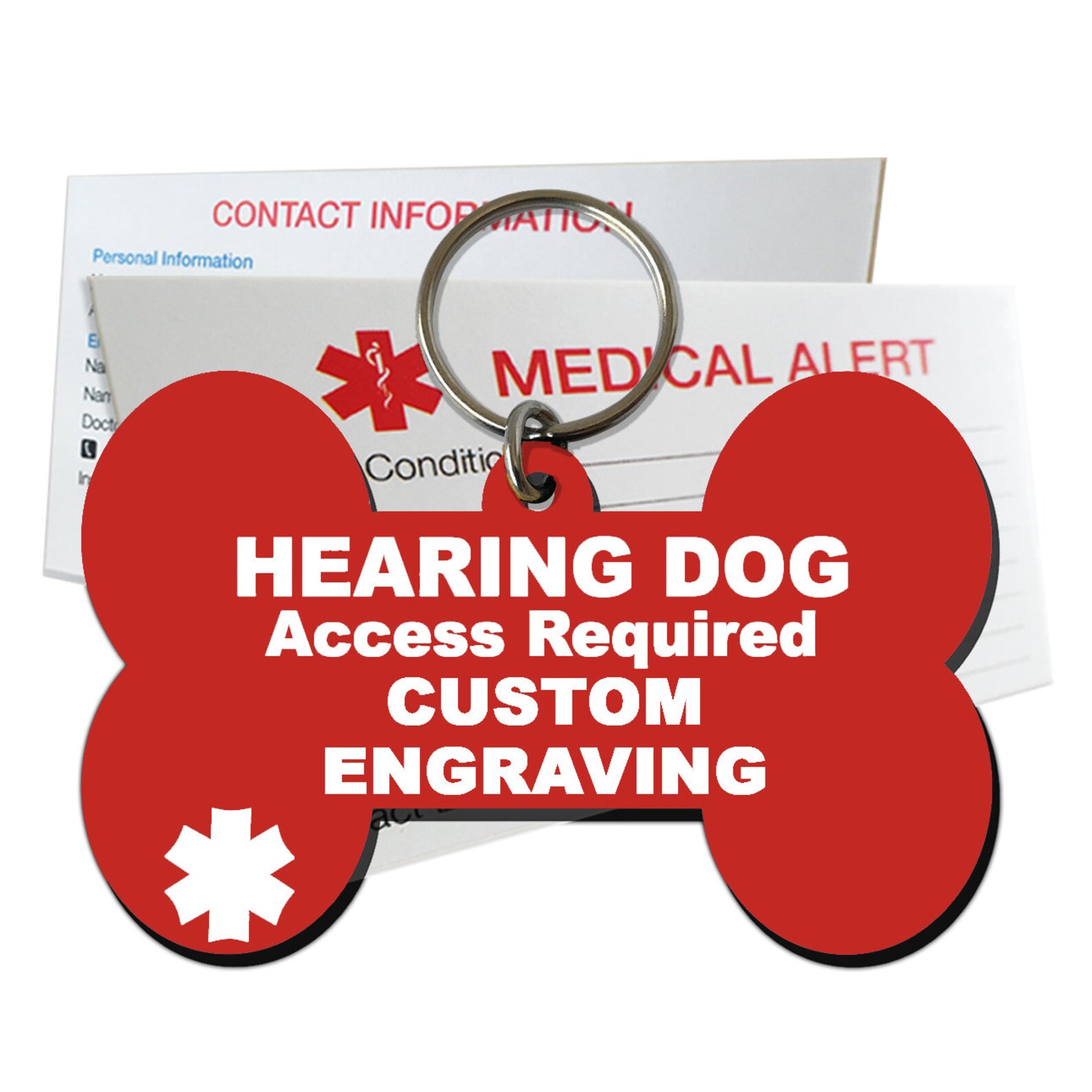 Hearing Dog Identification Tag Custom Engraved Dog Bone Etsy