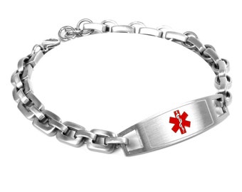 Personalized Kids Medical ID Bracelet, 316L Stainless Steel, Free Engraving