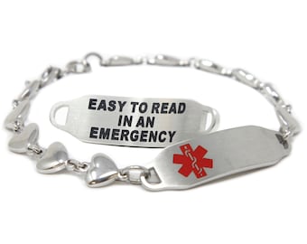 Yellow Medical Alert Bracelet Pre-Engraved & Customizable Autism ID My Identity Doctor 6mm Heart Chain Yellow Medical Alert Bracelet Pre-Engraved & Customizable Autism ID My Identity Doctor 6mm Heart Chain