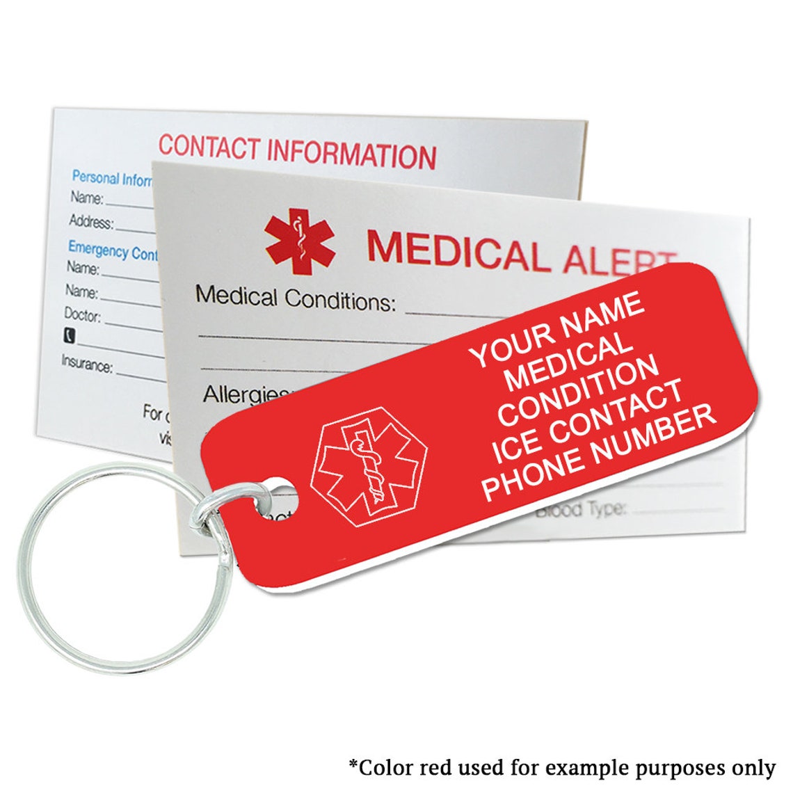 Medical Alert ID Tag Keychain Custom ENGRAVED FREE Plastic Etsy