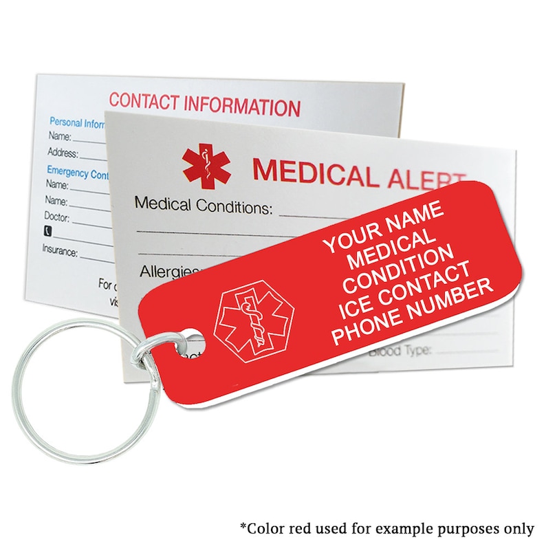 Medical Alert ID Tag Keychain Custom GRAVED FREE Plastic Etsy France