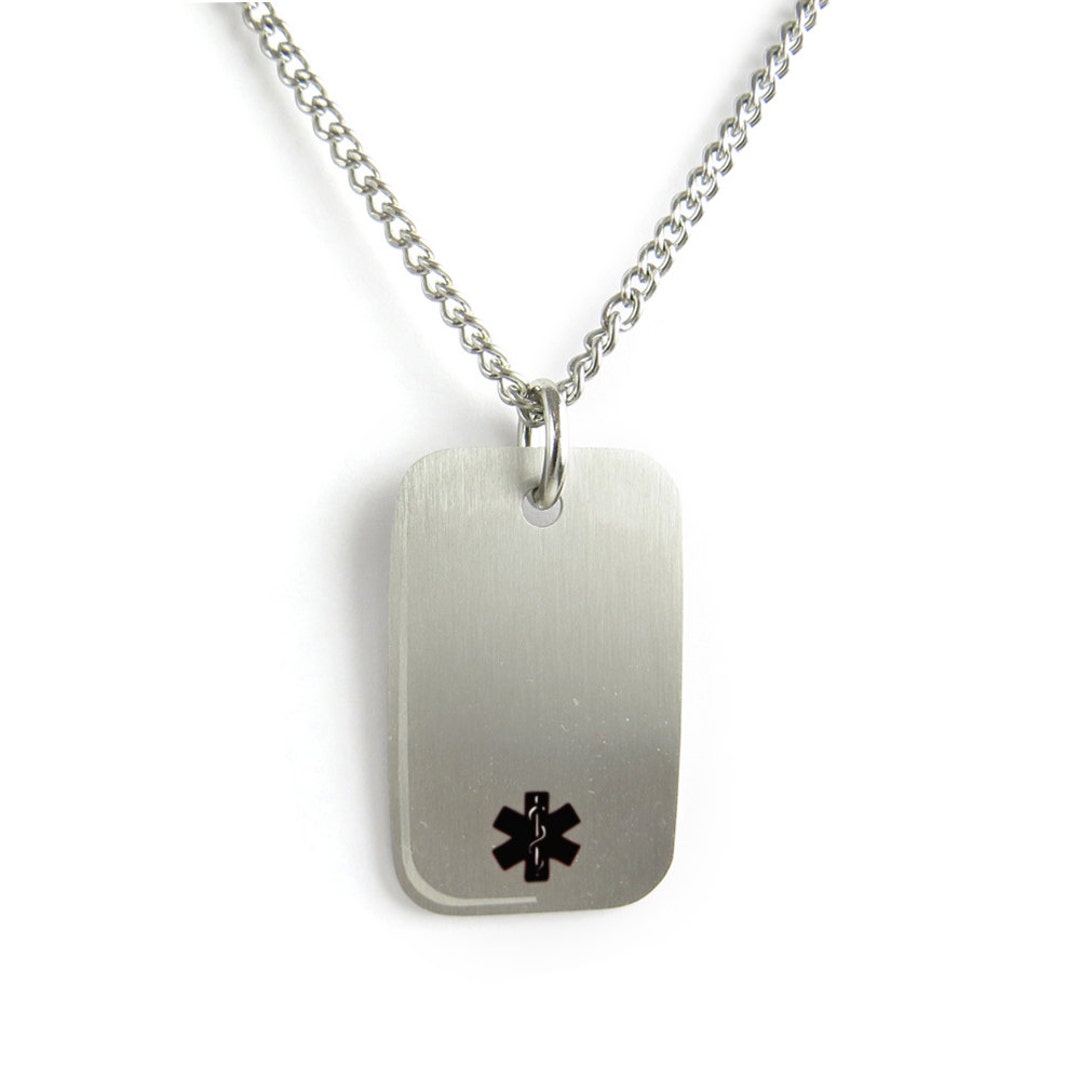 Medical ID Dog Tag Necklace, Steel, Black Symbol, PDS1BK Etsy