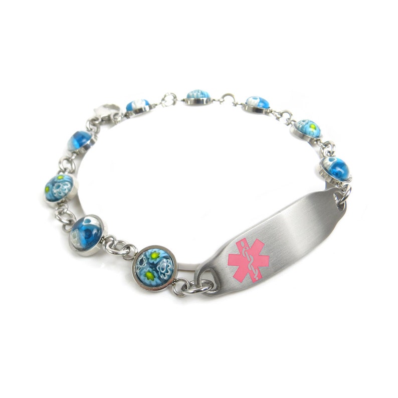 Bracelet d'identification médicale en acier et en verre Etsy France