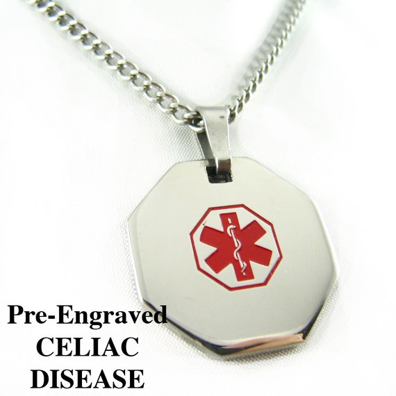Pre-engraved CELIAC DISEASE Medical Alert Necklace Stainless - Etsy
