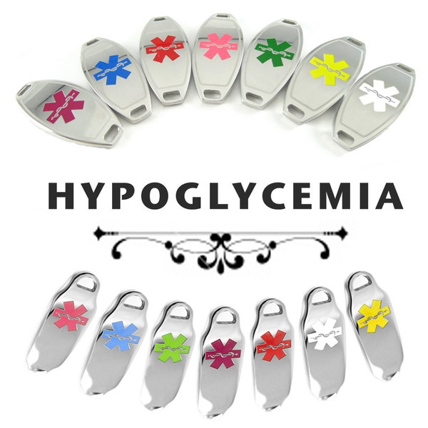 HYPOGLYCEMIA Alert Medical ID Plate Pre-Engraved, for Stylish Beaded Bracelets