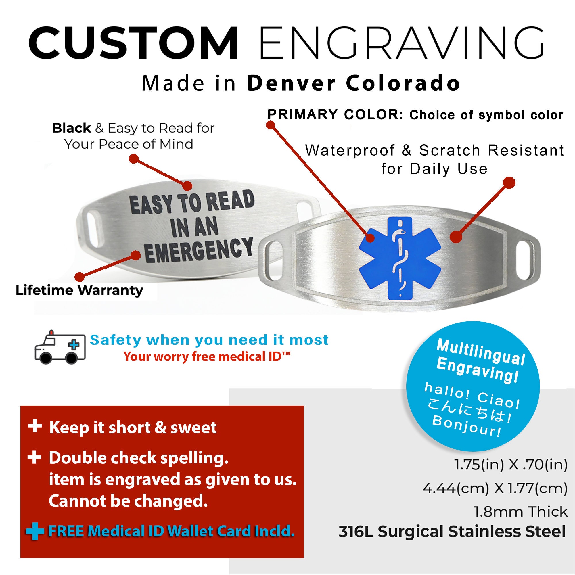 Personalized Medical Alert Bracelet With Free Engraving 316L Etsy Canada