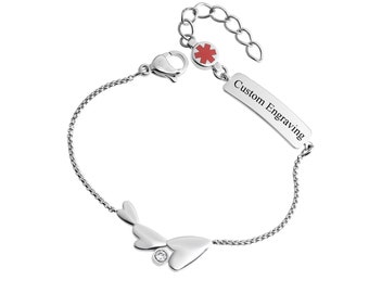 Custom Engraved Daydreamer Medical ID Bracelet Designer 316L Stainless Steel with CZ Stone - Limitless Collection