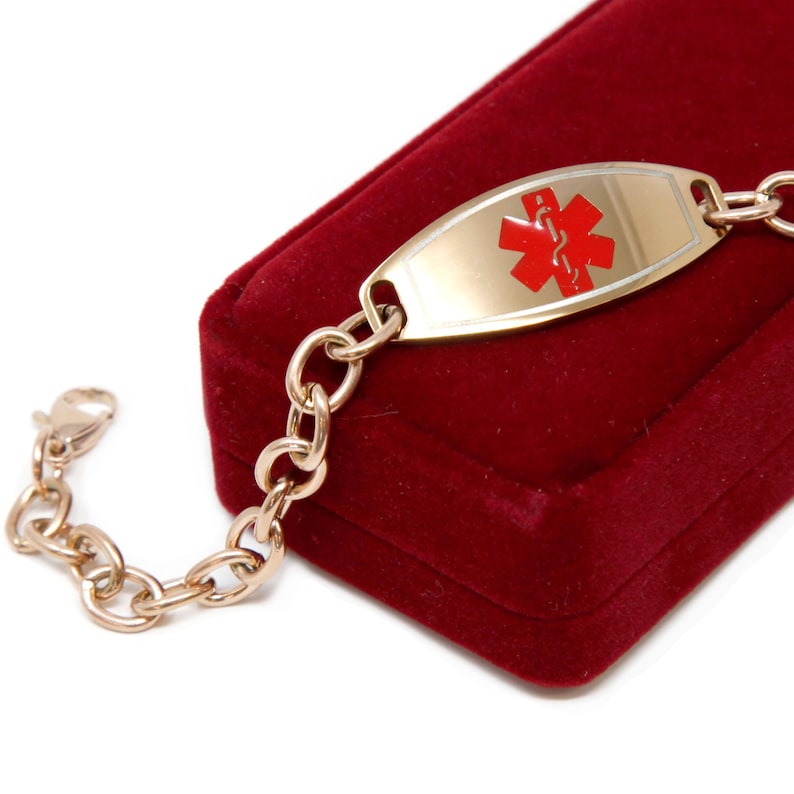 Personalized Medical Bracelet for Women Red With Black Etsy