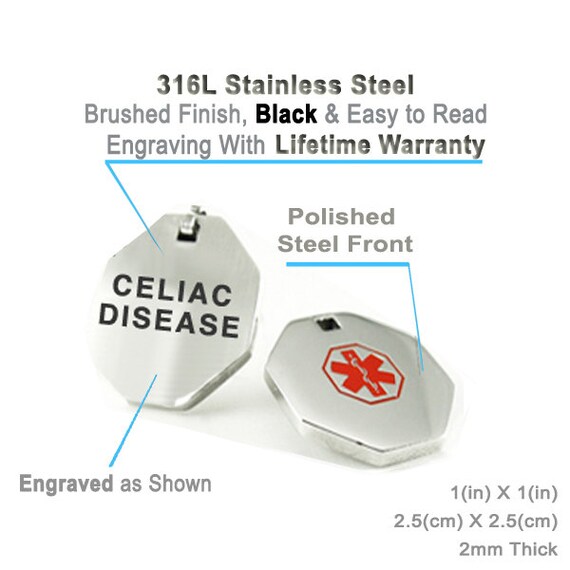 Pre-Engraved /& Customized Celiac Disease Charm Medical Bracelet Red Millefiori Glass My Identity Doctor