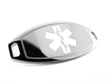 Medical ID Plate for Beaded Bracelets, White, ENGRAVED FREE - i1C