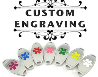 Medical ID Plate Med Tag for Beaded Designer Bracelets, ENGRAVED FREE - i1C