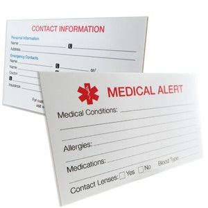 Tarjeta de identificación médica para la billetera también se puede adjuntar creativamente a la ropa o se utiliza con los titulares de la insignia.