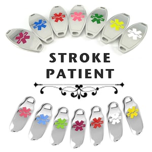 STROKE PATIENT Medical ID plate Pre-Engraved, for Stylish Beaded Bracelets