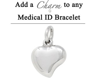 Heart Charm Upgrade, Add a Charm to Your Medical ID Bracelet, SCHEART1