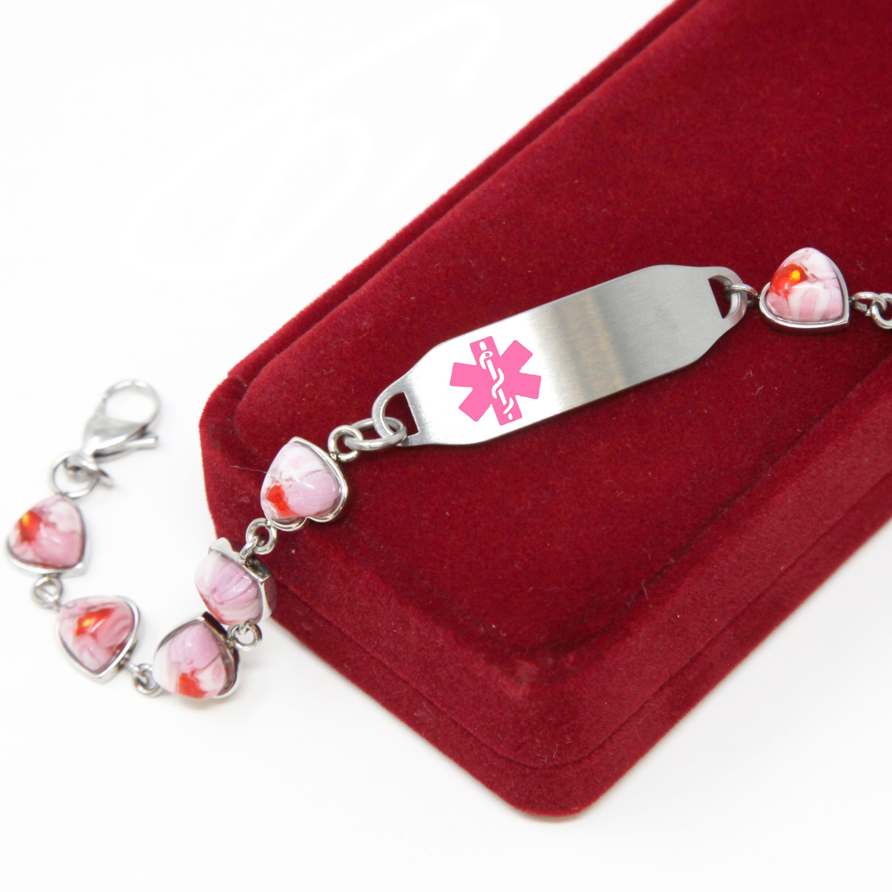 Black/White Millefiori Glass Pattern Pre-Engraved & Customized Epilepsy Medical Bracelet White My Identity Doctor Black/White Millefiori Glass Pattern Pre-Engraved & Customized Epilepsy Medical Bracelet White My Identity Doctor