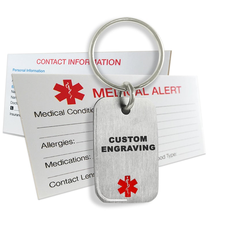 Medical Alert Dog Tag Keychain FREE Custom Engraving Etsy