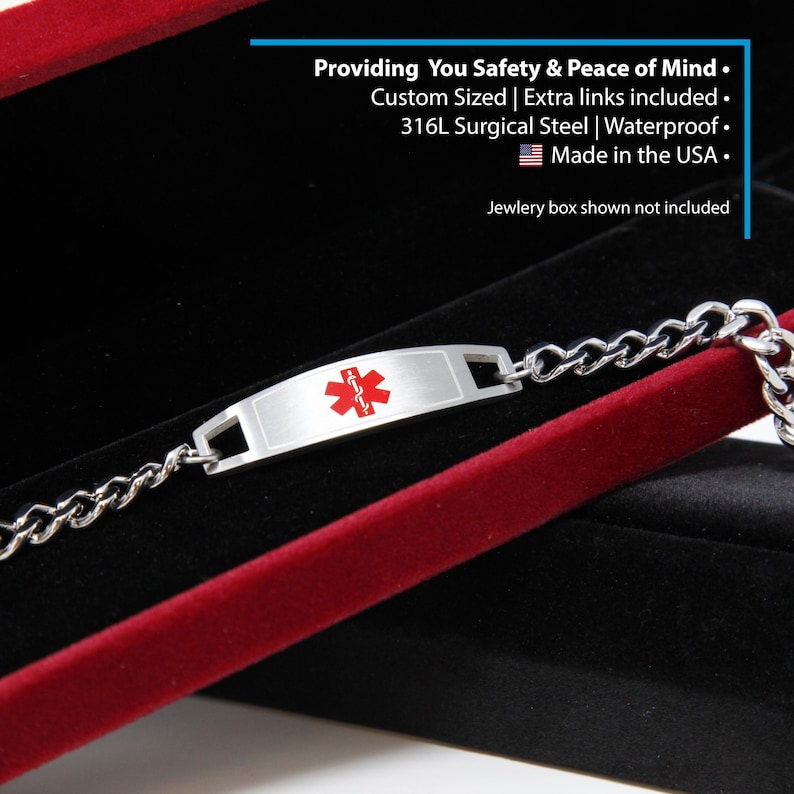 Zircobic Notfallarmband Edelstahl - Lasergraviert & Wasserdicht