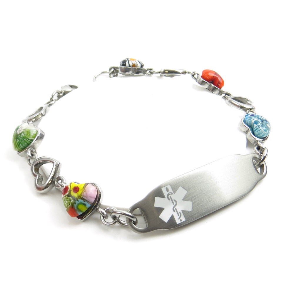 White Pre-Engraved & Customizable Bee Sting Allergy Toggle Medical Bracelet My Identity Doctor Steel Hearts White Pre-Engraved & Customizable Bee Sting Allergy Toggle Medical Bracelet My Identity Doctor Steel Hearts