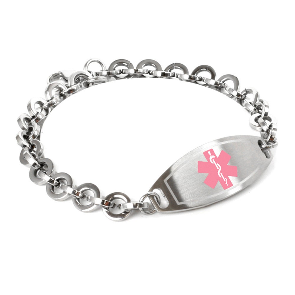 My Identity Doctor Pre-Engraved & Customizable Gluten Allergy Alert Medical Bracelet Steel Oval Links White Symbol My Identity Doctor Pre-Engraved & Customizable Gluten Allergy Alert Medical Bracelet Steel Oval Links White Symbol