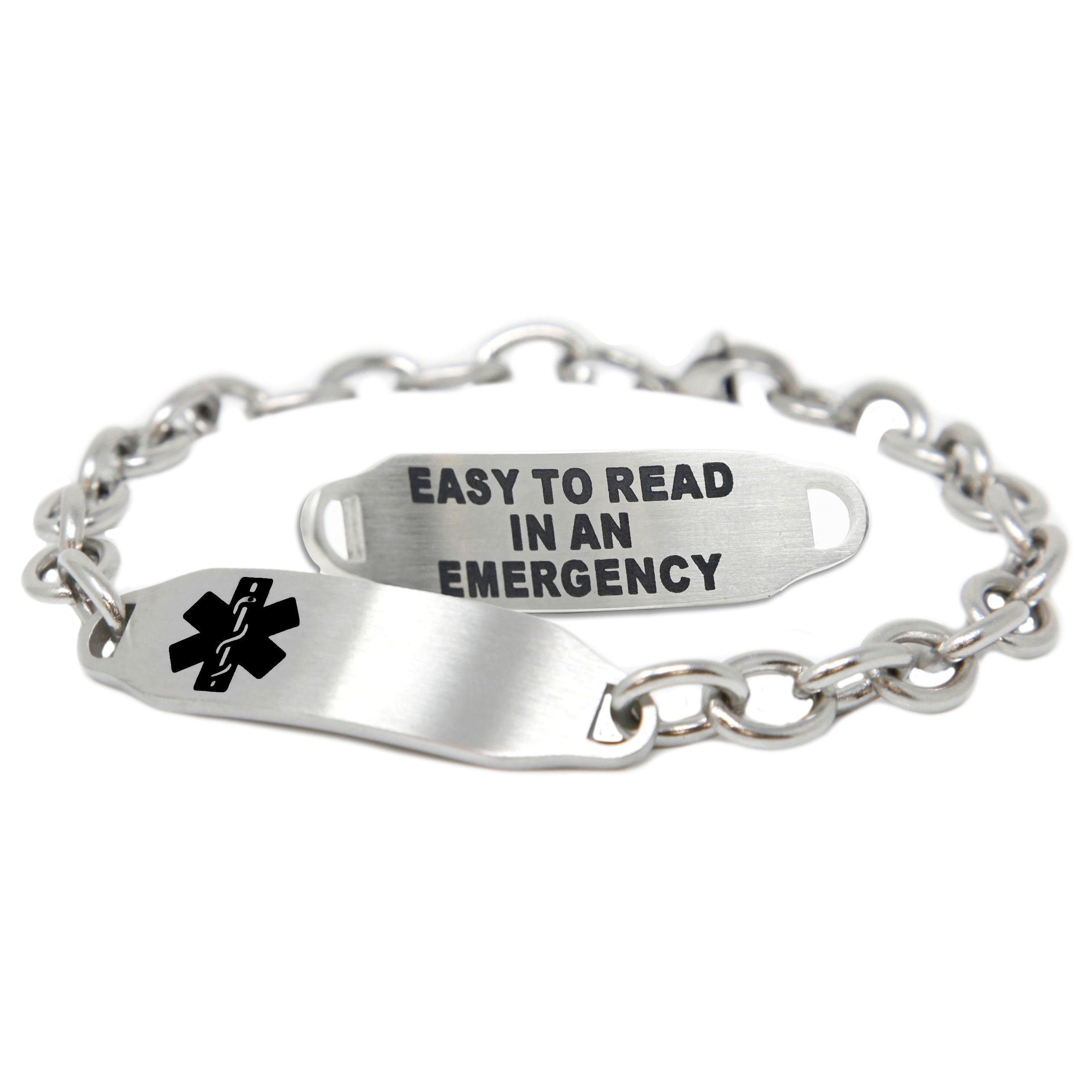 Custom Medical Alert Bracelet Women Black ID Engraved Free Etsy