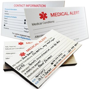 Medical Alert Identification Magnet and Medical Alert Identification Card Thick 400-lb Card Stock - IDMAG-MYIDCRD