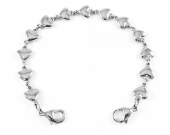 Stainless Steel Hearts Bracelet Strand, Interchangeable - BS6-S