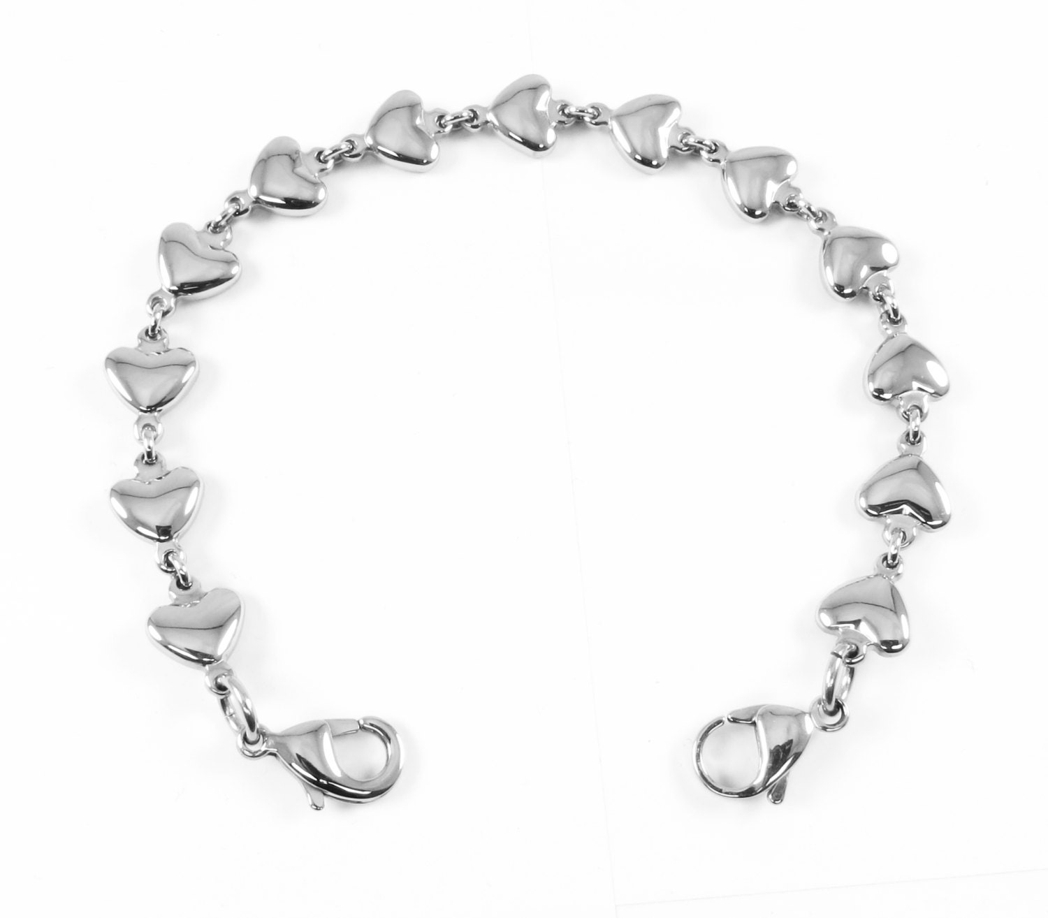 Stainless Steel Hearts Bracelet Strand Interchangeable