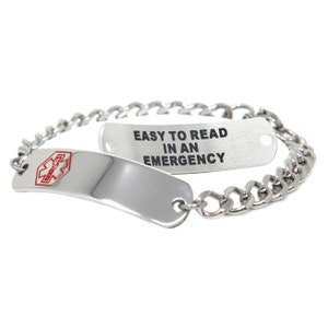  My Identity Doctor - Mens Stainless Steel Medical Alert Bracelet,  Thick Curb Chain, Blue Symbol - Includes ID Card: Identification Bracelets:  Clothing, Shoes & Jewelry