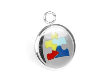 Autism Awareness Charm, Stainless Steel, Custom Engraved - R3