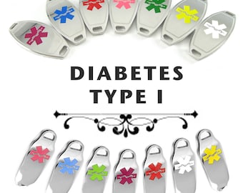 DIABETES TYPE I Medical ID plate Pre-Engraved, for Stylish Beaded Bracelets