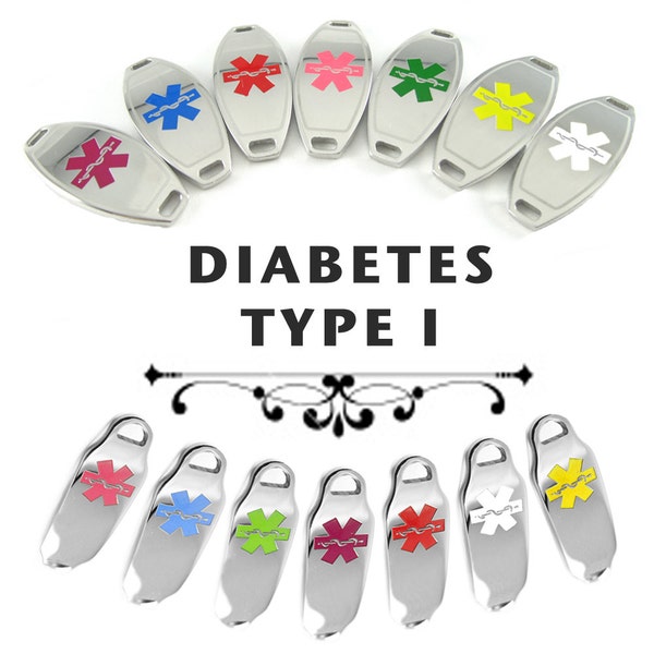 DIABETES TYPE I Medical ID plate Pre-Engraved, for Stylish Beaded Bracelets
