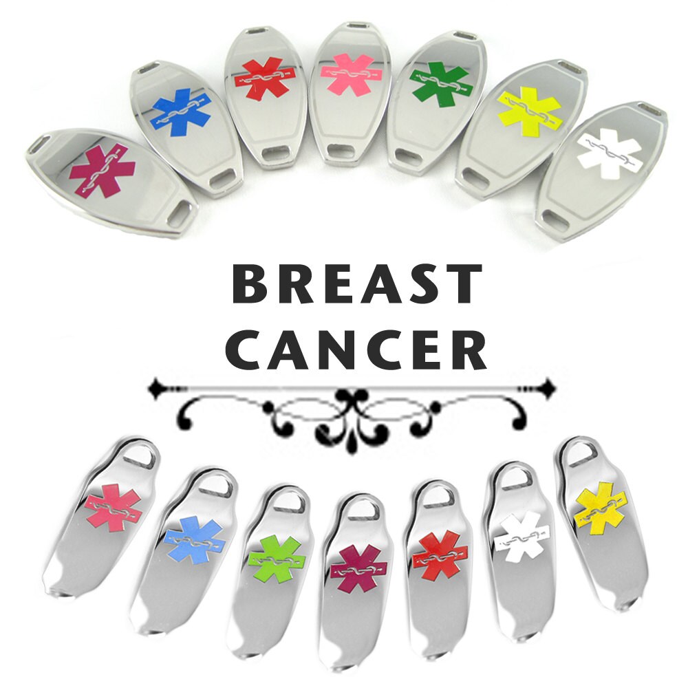 My Identity Doctor Pre-Engraved & Customized Womens Breast Cancer ID Bracelet Steel & Black Hearts Pink My Identity Doctor Pre-Engraved & Customized Womens Breast Cancer ID Bracelet Steel & Black Hearts Pink