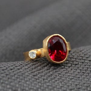 Ruby Ring – Handmade 925 Sterling Silver 22k Gold Plated