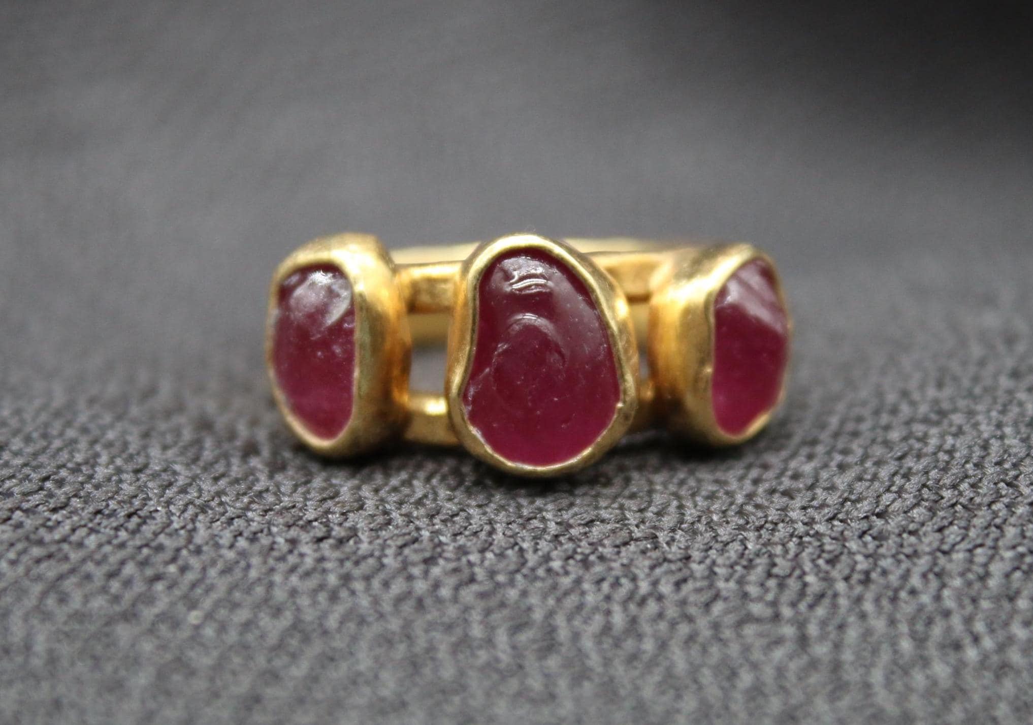 Raw Ruby Ring In 925 Solid Sterling Silver Handmade Vintage-Style Gemstone Ring Unique Jewelry Gift For Her Natural Red Stone Statement Ring