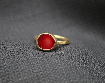 Bague Femme Argent 925 Avec Corail Rouge Naturel & Zirconium Cubique - Taille Ajustable 7 - Kamakshi Diamond