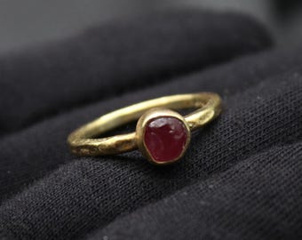 Raw Ruby Gemstone Ring In 925 Sterling Silver, Handmade Boho Jewelry For Women, Unique Gift For Her, Statement Ring For Birthday Or Love