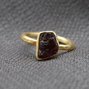 Raw Garnet Ring In 925 Sterling Silver, Handmade January Birthstone Ring For Women, Unique Gemstone Jewelry, Gift For Her