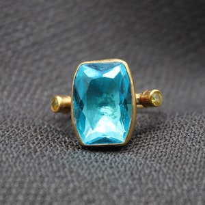 Blue Topaz Ring In 925 Sterling Silver, Dainty Gemstone Ring For Women, December Birthstone, Unique Jewelry Gift For Her Or Anniversary