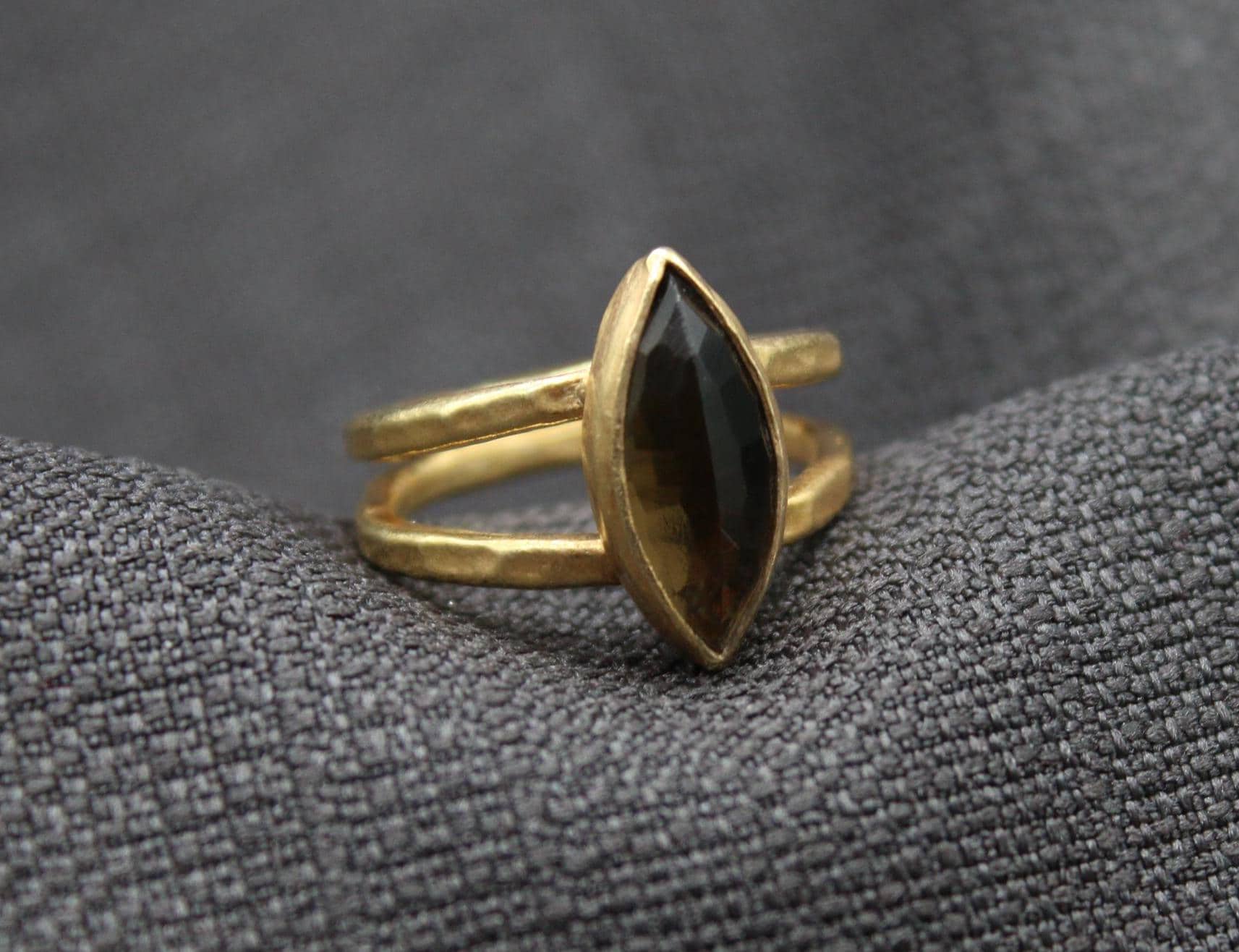 Smoky Quartz Ring In 925 Sterling Silver, Handmade Antique Style Ring, Boho Gift For Her, Vintage Inspired Ring For Birthday Or Anniversary