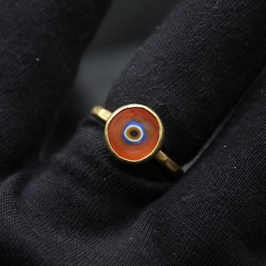 Anillo de ojo malvado en plata de ley 925, anillo protector de esmalte rojo hecho a mano, regalo único de joyería bohemia para ella, idea de regalo espiritual para el Día de la Madre.