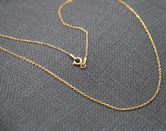 18 Inch Gold Plated Sterling Silver Chain Necklace, 925 Solid Silver Dainty Cable Chain, Minimalist Everyday Jewelry Gift For Her