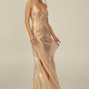 Elegant Organza Silk Wedding Dress – Backless Slit Bridal Nightwear Lounge Wear