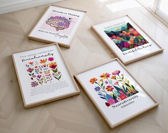 Neurodiversity Art Prints, Therapist Office Decor Set of 4 (Digital)