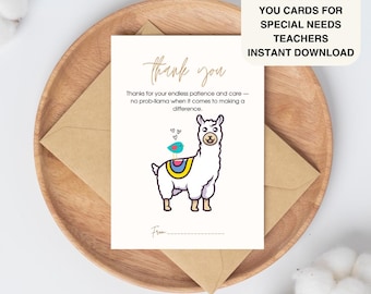 Printable SPED Teacher Thank You Card: Autism & ADHD Appreciation (Digital Download)