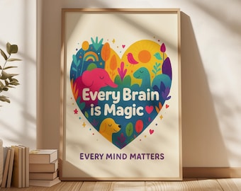 Every Brain is Magic Poster – Neurodiversity Affirmation for Kids | Autism & ADHD Inclusive Wall Art | Classroom and Therapy Decor